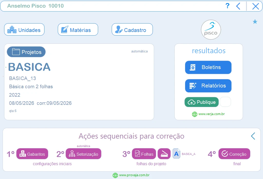 Tela do ProvaJá: Projetos